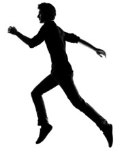 Fototapeta na wymiar young man running silhouette