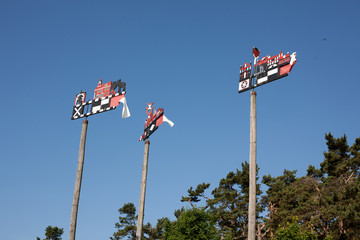 Traditional carved weathercocks