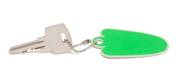 Blank tag and a key isolated on white background