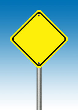 Blank  yellow traffic sign