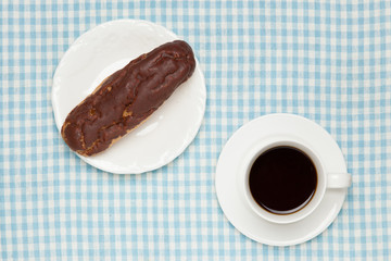 eclair and coffee