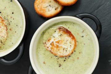 Bowl of cream of broccoli soup