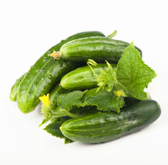 Cucumbers on a white background