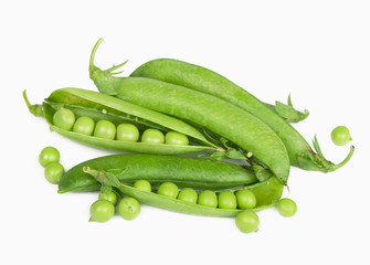 Green peas in stryuchka isolated on the white