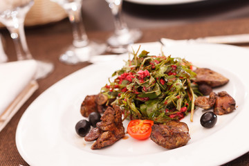meat with salad