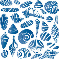 Sea shells and rocks seamless pattern