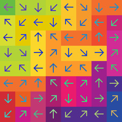 Abstract arrows on colorful rectangles background, vector