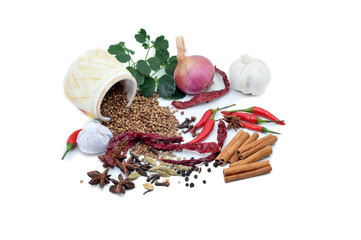 Variety of Spices and herbs,Food and cuisine ingredients