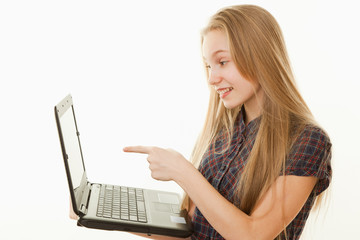 Fototapeta premium Teenager girl with laptop