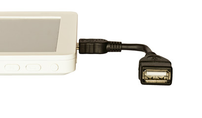 Close-up of a USB cable isolated on white