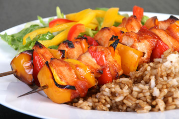 chicken kebab and rice