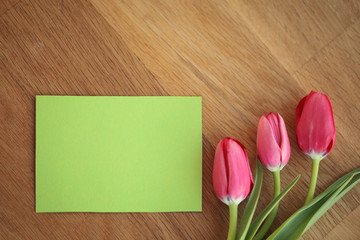 Fototapeta premium Zettel mit Tulpen