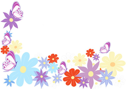 sfondo fiori colorati e farfalle