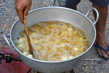 Bread fried in oil.