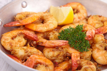 casserole with grilled shrimp