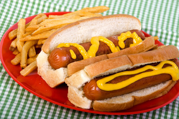 hotdogs with mustard