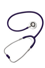 Purple medical stethoscope (phonendoscope) isolated