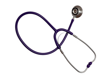 Purple medical stethoscope (phonendoscope) isolated