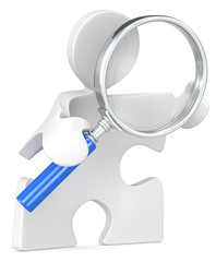 Search. Puzzle people with Magnifying Glass.