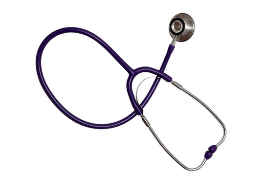 Purple Medical Stethoscope (phonendoscope) Isolated