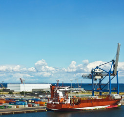 Naklejka premium Container terminal in Copenhagen seaport, Denmark