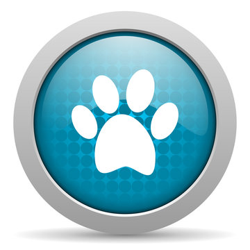 animal footprint blue circle web glossy icon