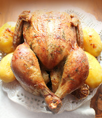 Roasted whole chicken
