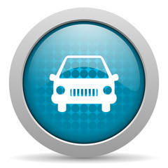car blue circle web glossy icon