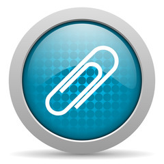 paper clip blue circle web glossy icon