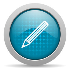 pencil blue circle web glossy icon