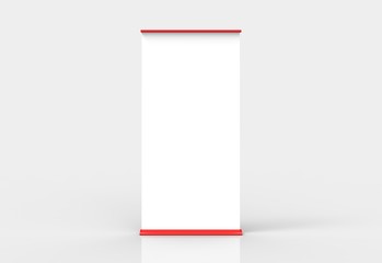 Red blank roll-up poster banner display