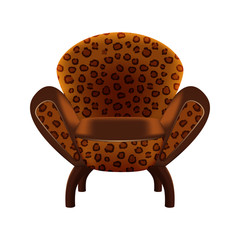 chair in a leopard-print upholstery on white background