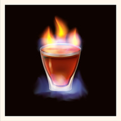 Burning drink - vector illustration