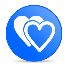 love blue circle web glossy icon