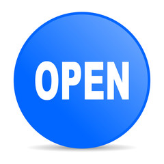 open blue circle web glossy icon