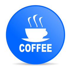 coffee blue circle web glossy icon