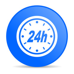 24h blue circle web glossy icon