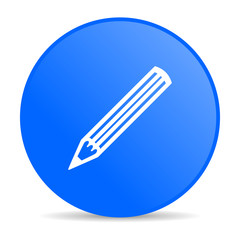 pencil blue circle web glossy icon