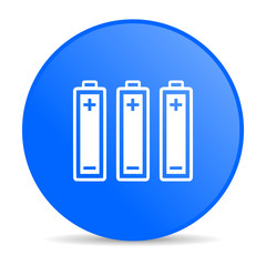 batteries blue circle web glossy icon