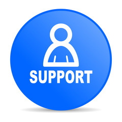 support blue circle web glossy icon