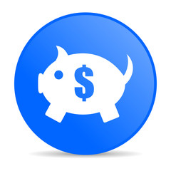 piggy bank blue circle web glossy icon