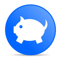 piggy bank blue circle web glossy icon