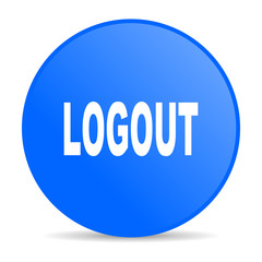 logout blue circle web glossy icon