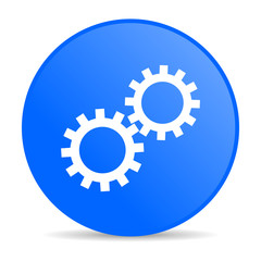 gears blue circle web glossy icon
