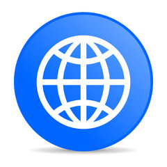 earth blue circle web glossy icon