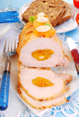 Roasted pork loin with apricots and almonds