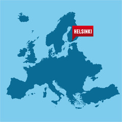 European map and Helsinki city