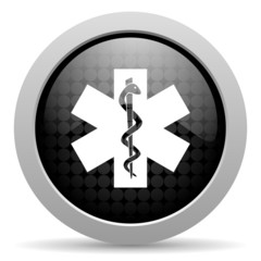 caduceus black circle web glossy icon