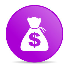 money violet circle web glossy icon