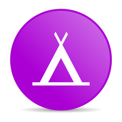 camping violet circle web glossy icon